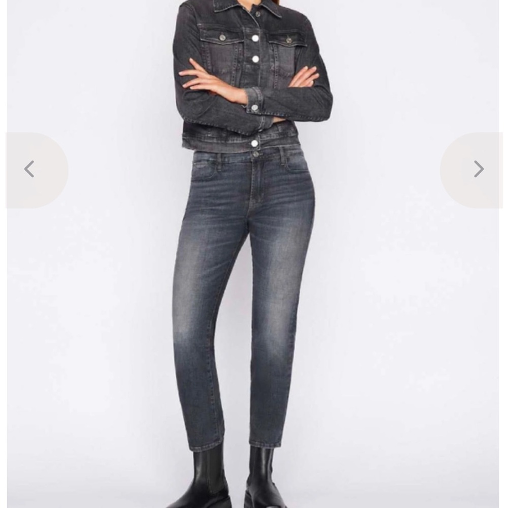 Frame La Garçon Jeans in Black Oak Cropped Mid Rise Sz 31